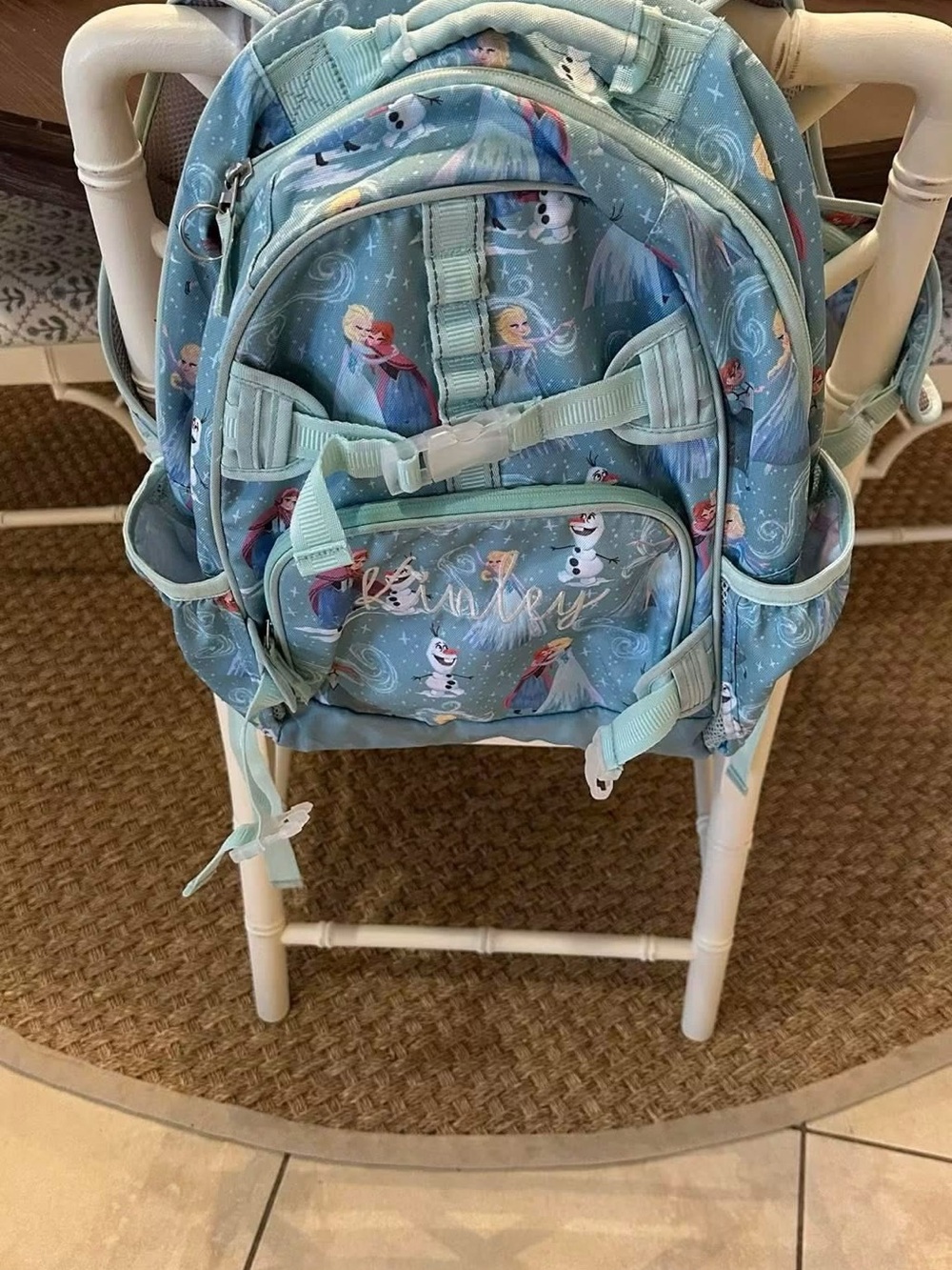 Pottery Barn Kids Light Blue Frozen Character Backpack